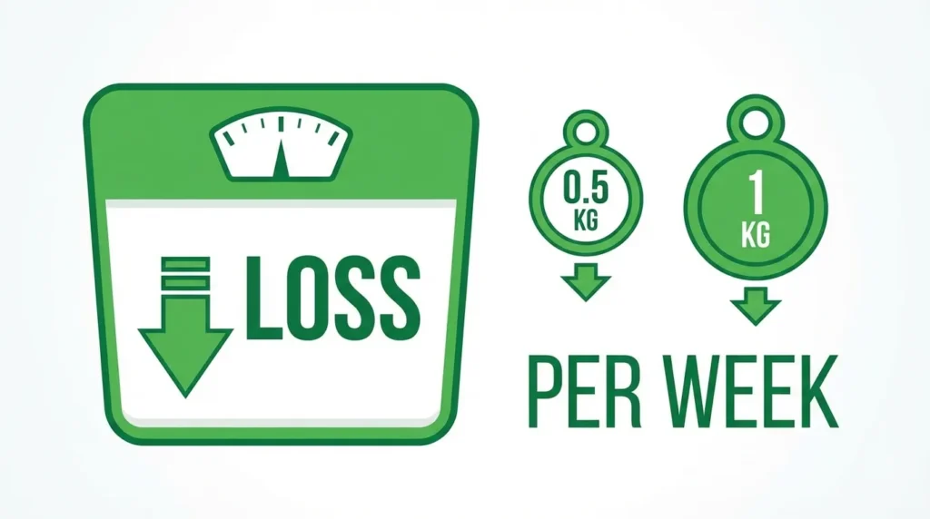 Інфографіка: безпечний темп схуднення 0,5–1 кг на тиждень 
згідно з рекомендаціями ВООЗ