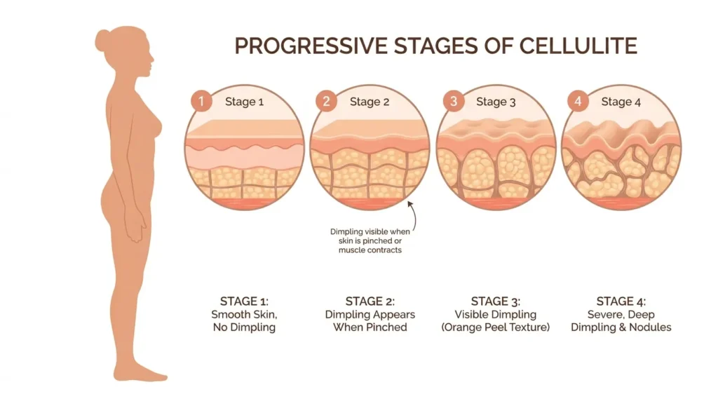 схема 4 стадій целюліту — класифікація та опис