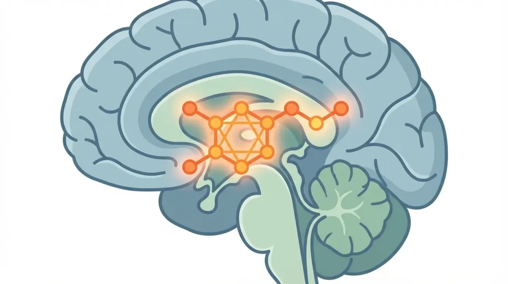 Ілюстрація мозку з виділеним дофаміном — механізм нікотинової залежності