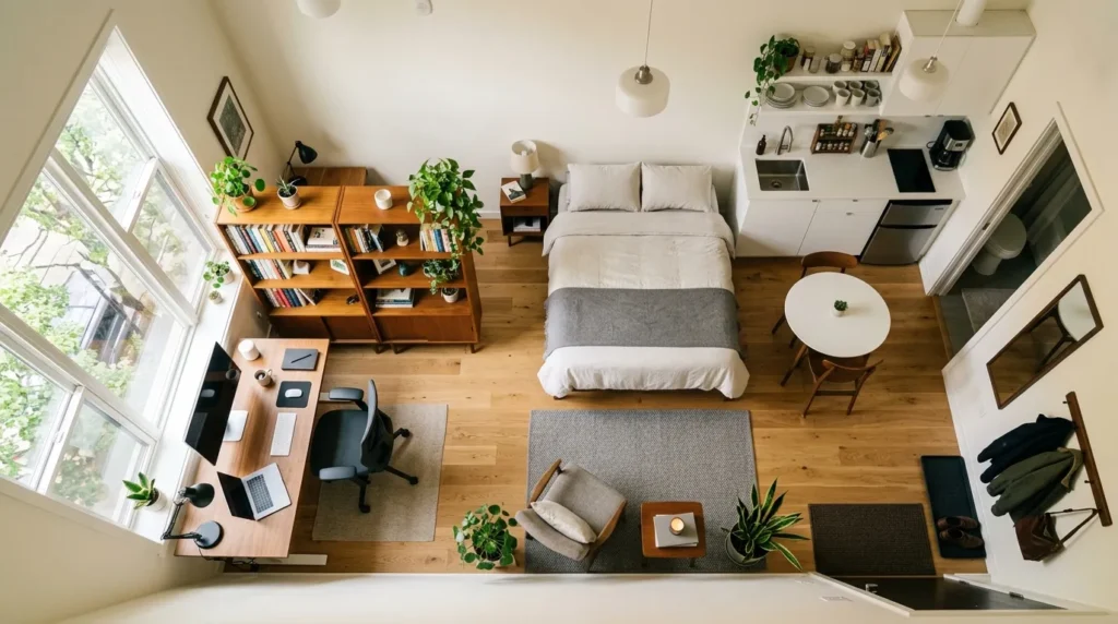 Робоче місце в кутку маленької квартири біля вікна