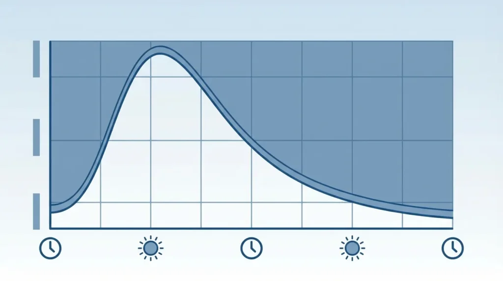 графік рівня кортизолу вранці після пробудження — пік концентрації