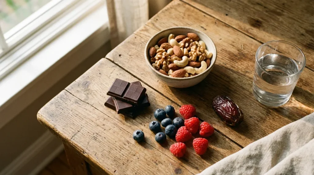 корисні заміни солодкому — горіхи темний шоколад ягоди фініки