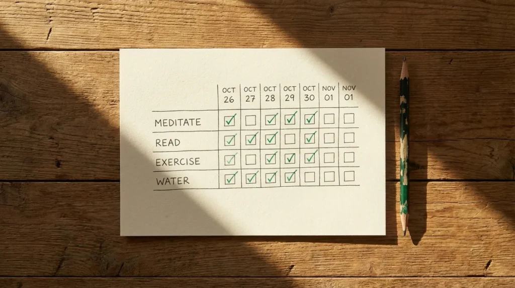 трекер звичок на папері — метод формування ранкового розпорядку за 21 день