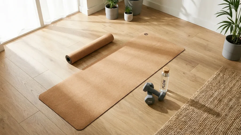 Килимок для йоги, гантелі і пляшка води — мінімальний набір 
для домашніх тренувань для схуднення