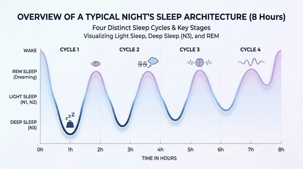 фази та цикли сну — схема глибокого сну і REM-фази