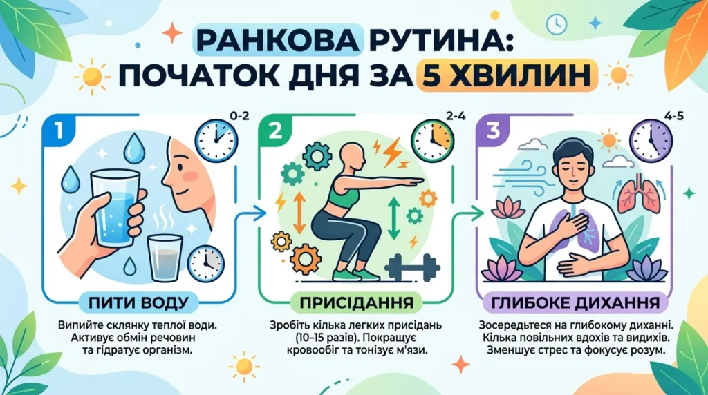 рутина перших 5 хвилин ранку