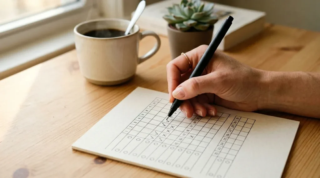 Людина відмічає виконане завдання в habit tracker для формування нової звички