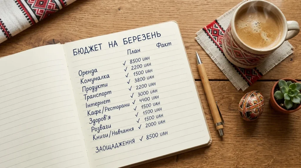 Зошит з категоріями сімейного бюджету на місяць
