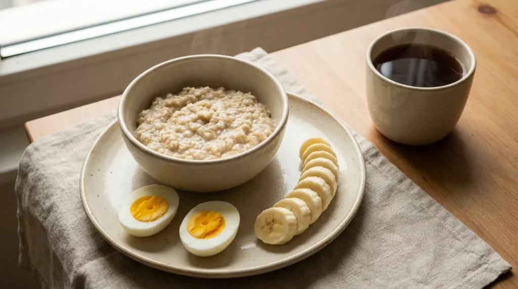 Сніданок на 380 ккал — вівсяна каша, варене яйце та банан