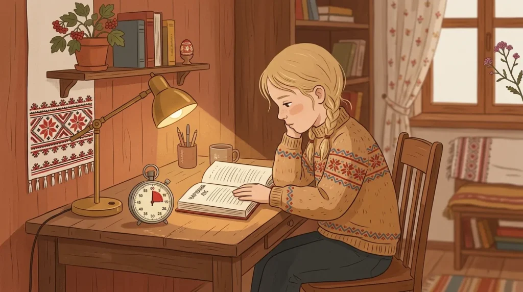 дитина читає книгу з таймером — вправа для збільшення швидкості читання