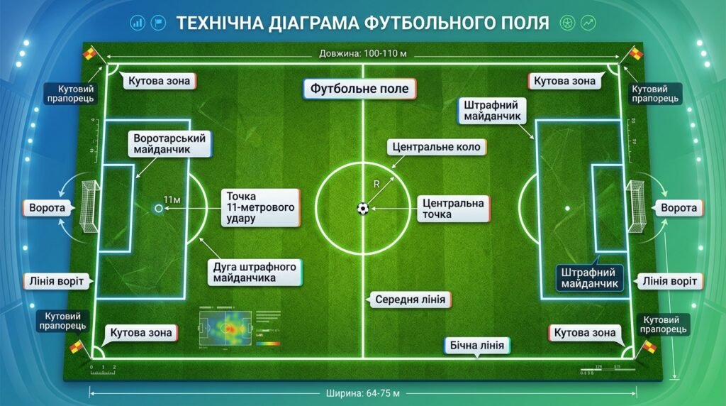 Схема футбольного поля з розміткою для початківців