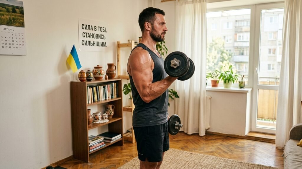 Техніка виконання підйому гантелей на біцепс вдома