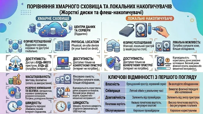Чим хмара відрізняється від флешки або жорсткого диска