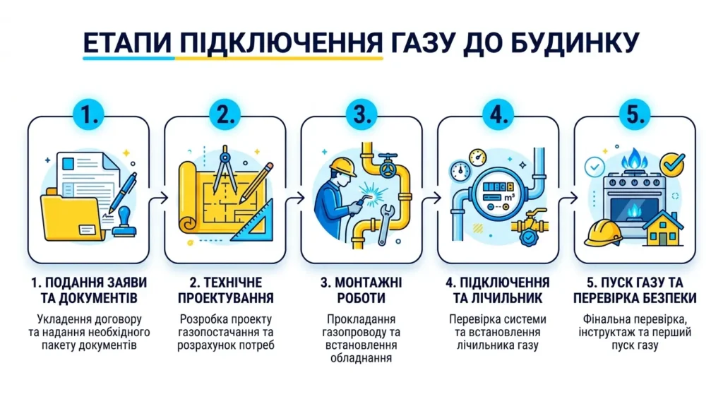 Схема етапів газифікації приватного будинку в Україні