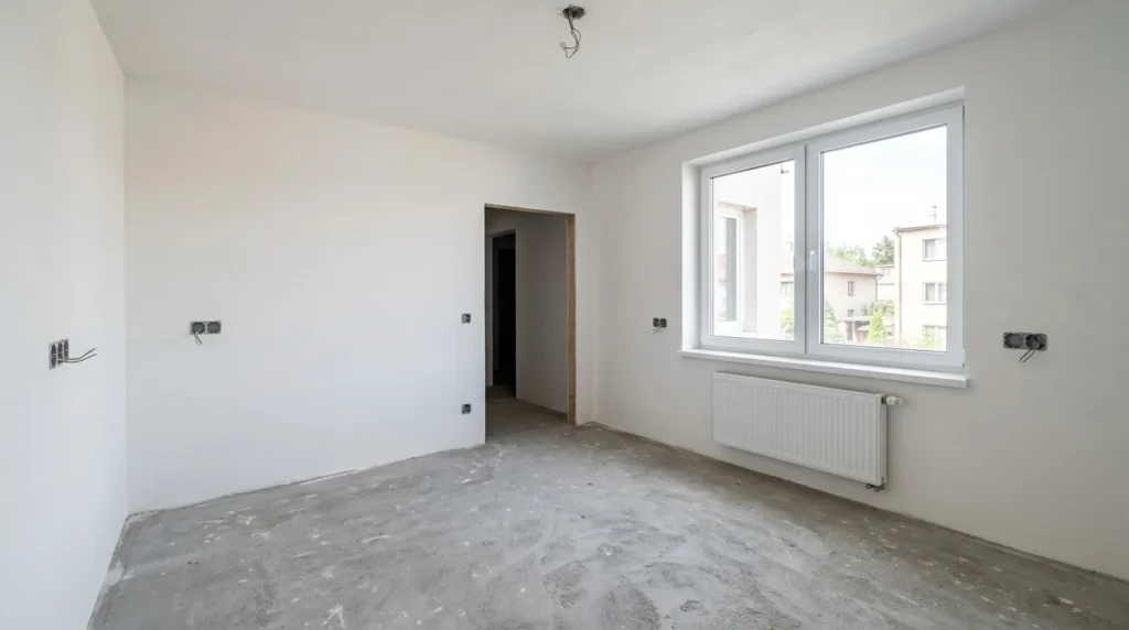 Передчистова обробка квартири (white box) — вирівняні стіни та готова стяжка