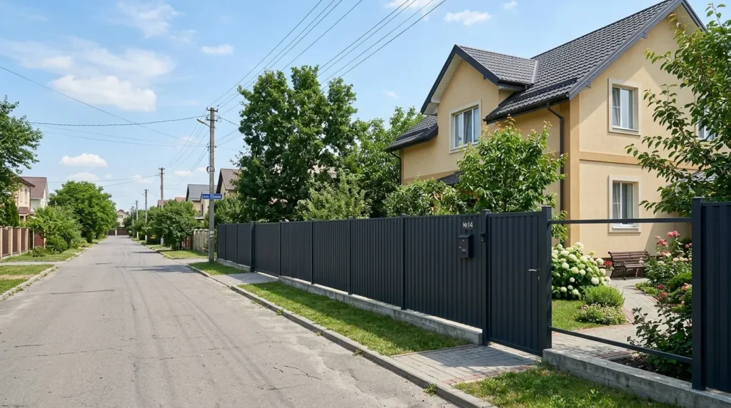 Паркан із профнастилу антрацит для приватного будинку