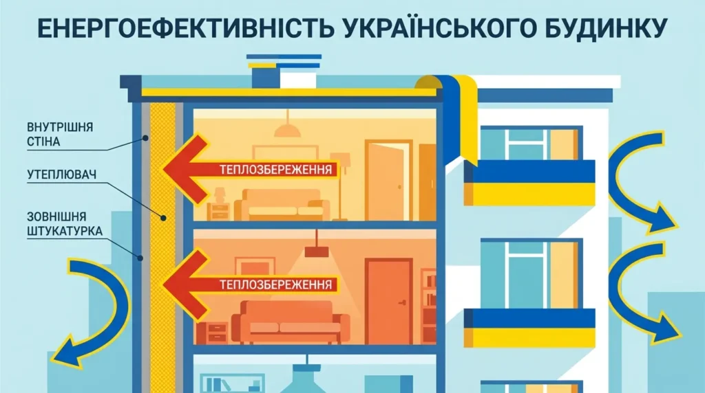 Схема утеплення багатоквартирного будинку за програмою Теплий дім в Україні