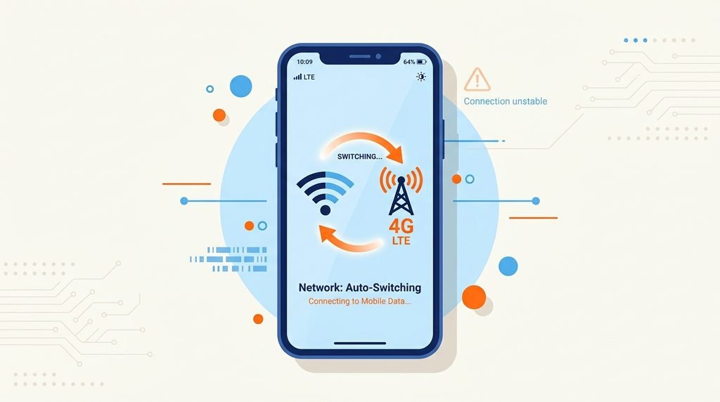 Смартфон перемикається між Wi-Fi і мобільним інтернетом під час роботи VPN
