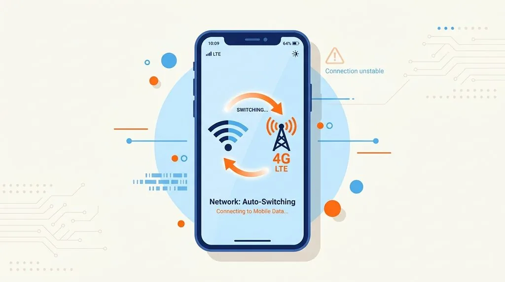 Смартфон перемикається між Wi-Fi і мобільним інтернетом під час роботи VPN